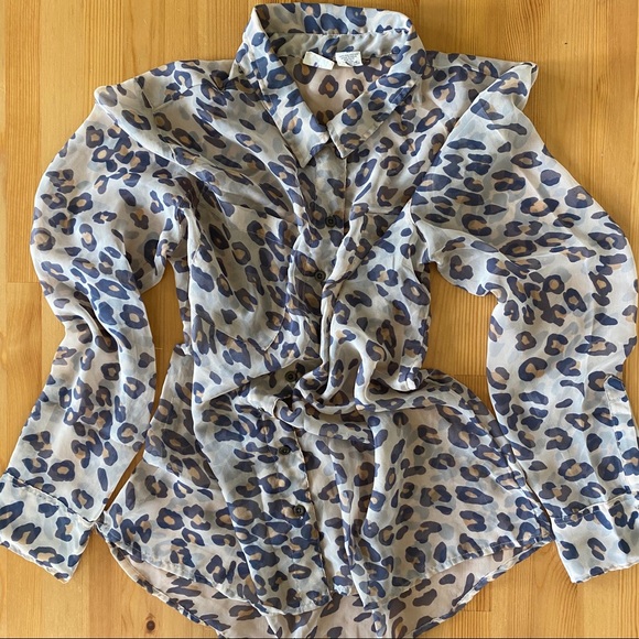 Mudd Sheer Cheetah Print Blouse - Picture 3 of 16